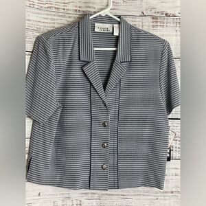 Vintage Halmode Top Womens 12 Petite gingham short sleeve light button up shirt